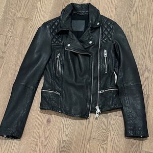 All Saints black Quilted Leather biker Jacket